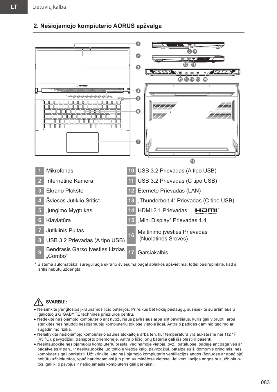 Nešiojamojo kompiuterio aorus apžvalga | GIGABYTE 15.6" AORUS 15 Gaming Notebook (Black) User Manual | Page 83 / 154