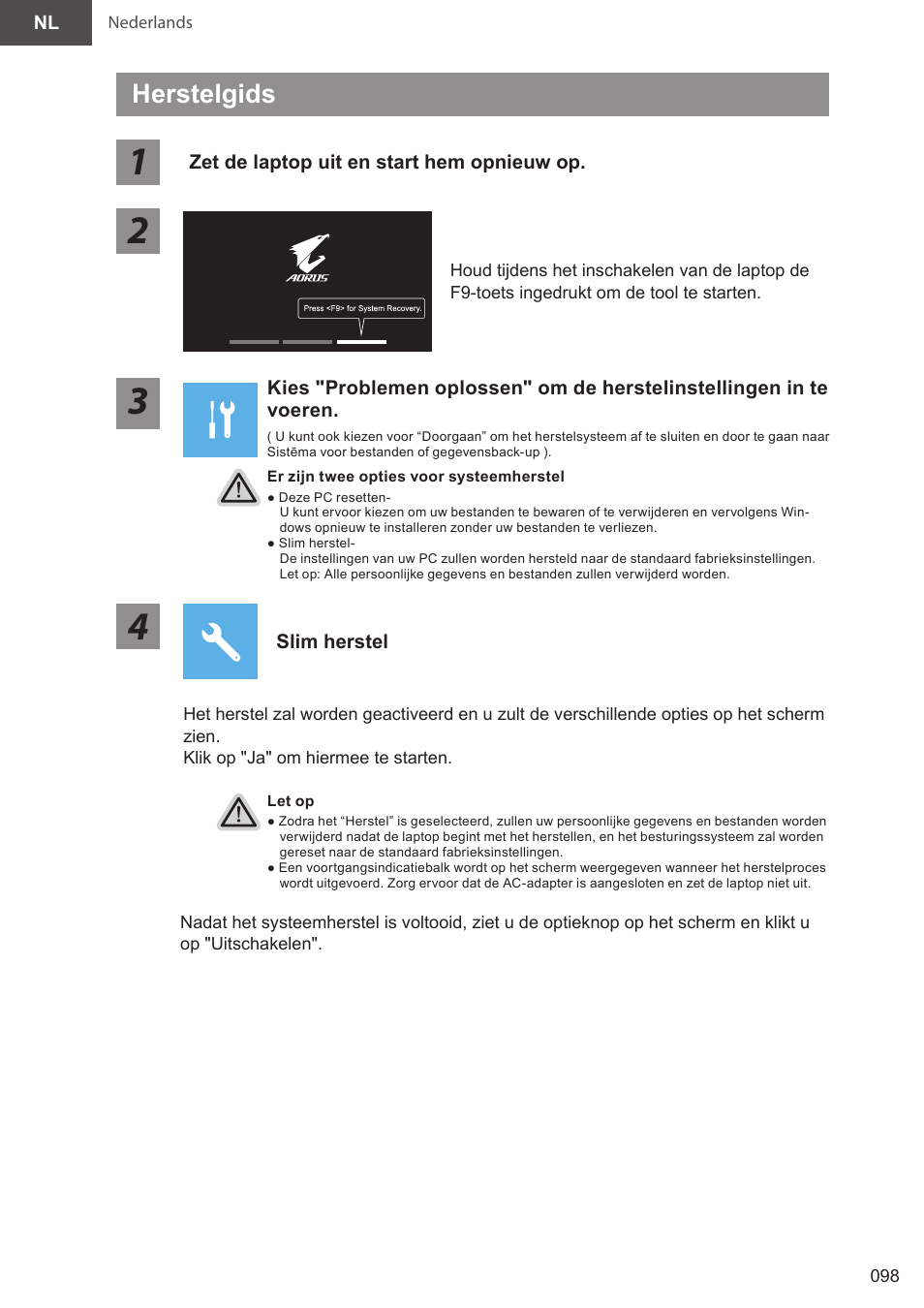 Herstelgids | GIGABYTE 15.6" AORUS 15 Gaming Notebook (Black) User Manual | Page 98 / 154