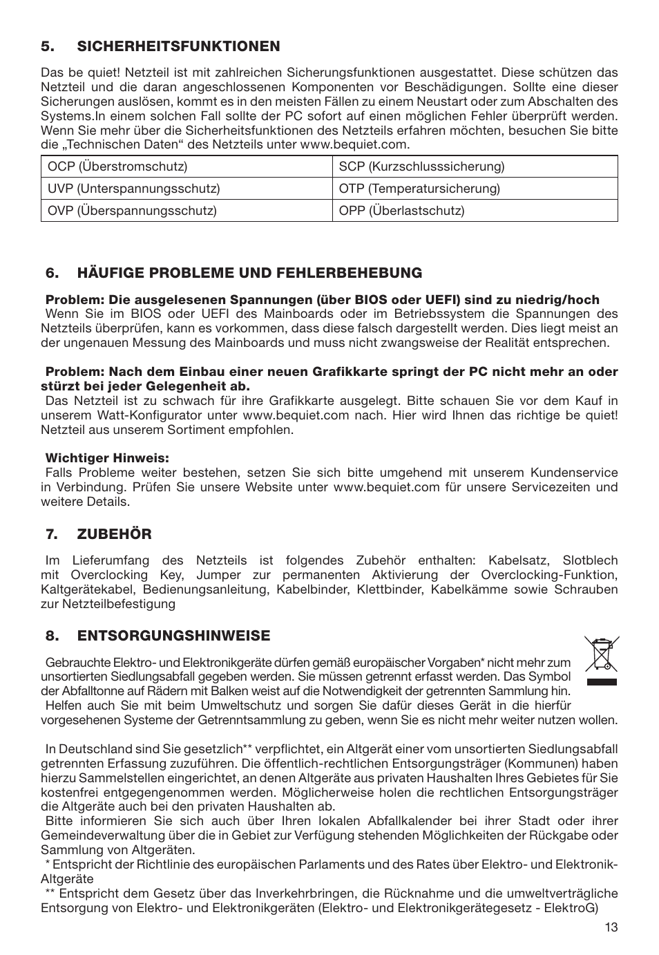 be quiet! 1600W Dark Power Pro 13 80 PLUS Titanium Power Supply User Manual | Page 13 / 48