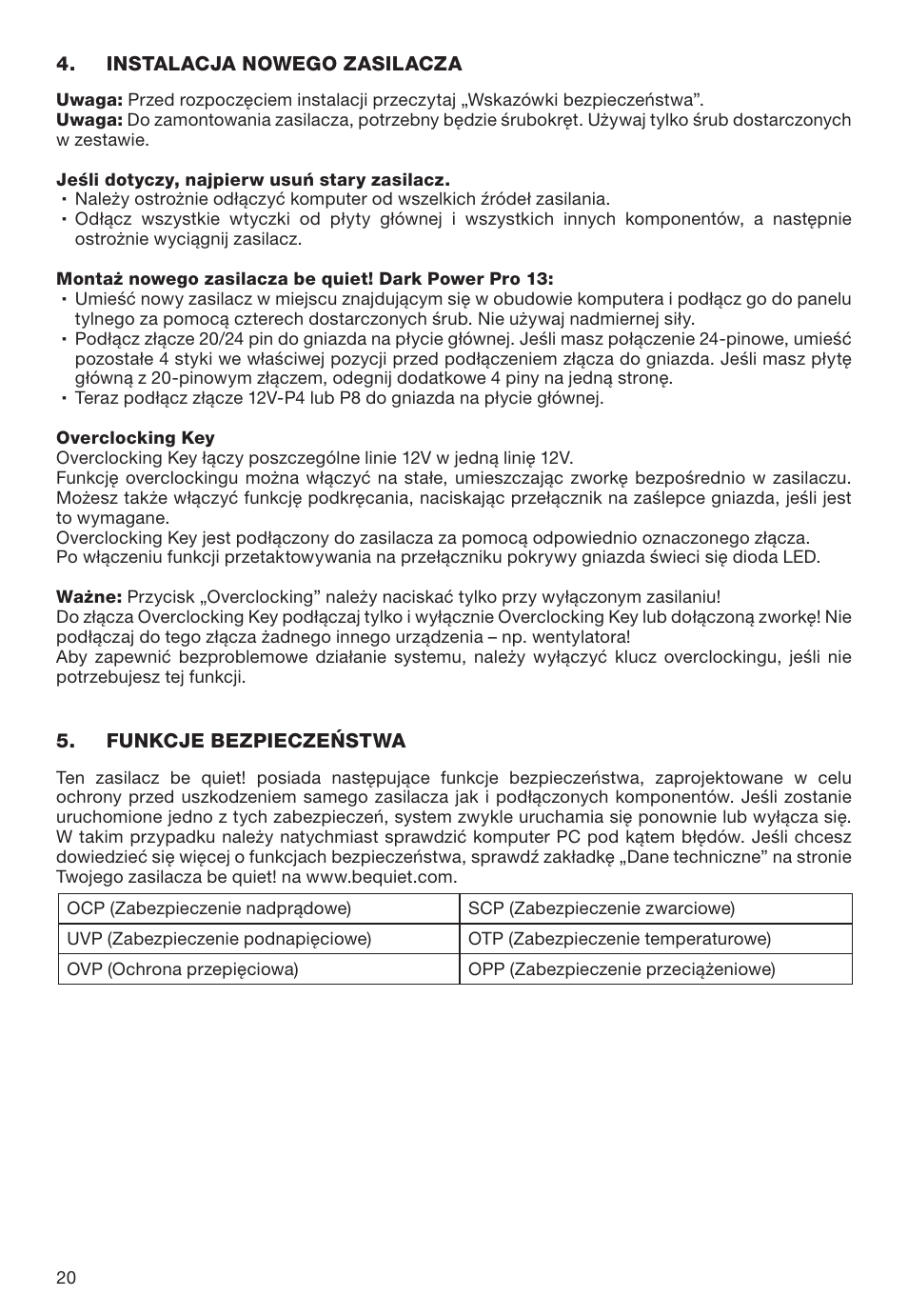 be quiet! 1600W Dark Power Pro 13 80 PLUS Titanium Power Supply User Manual | Page 20 / 48