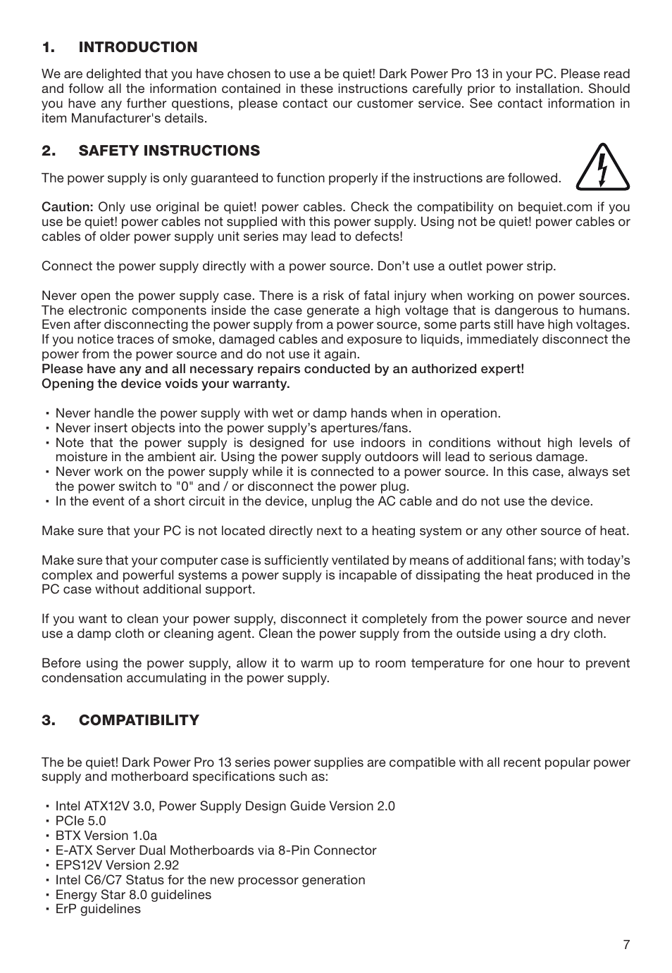 be quiet! 1600W Dark Power Pro 13 80 PLUS Titanium Power Supply User Manual | Page 7 / 48