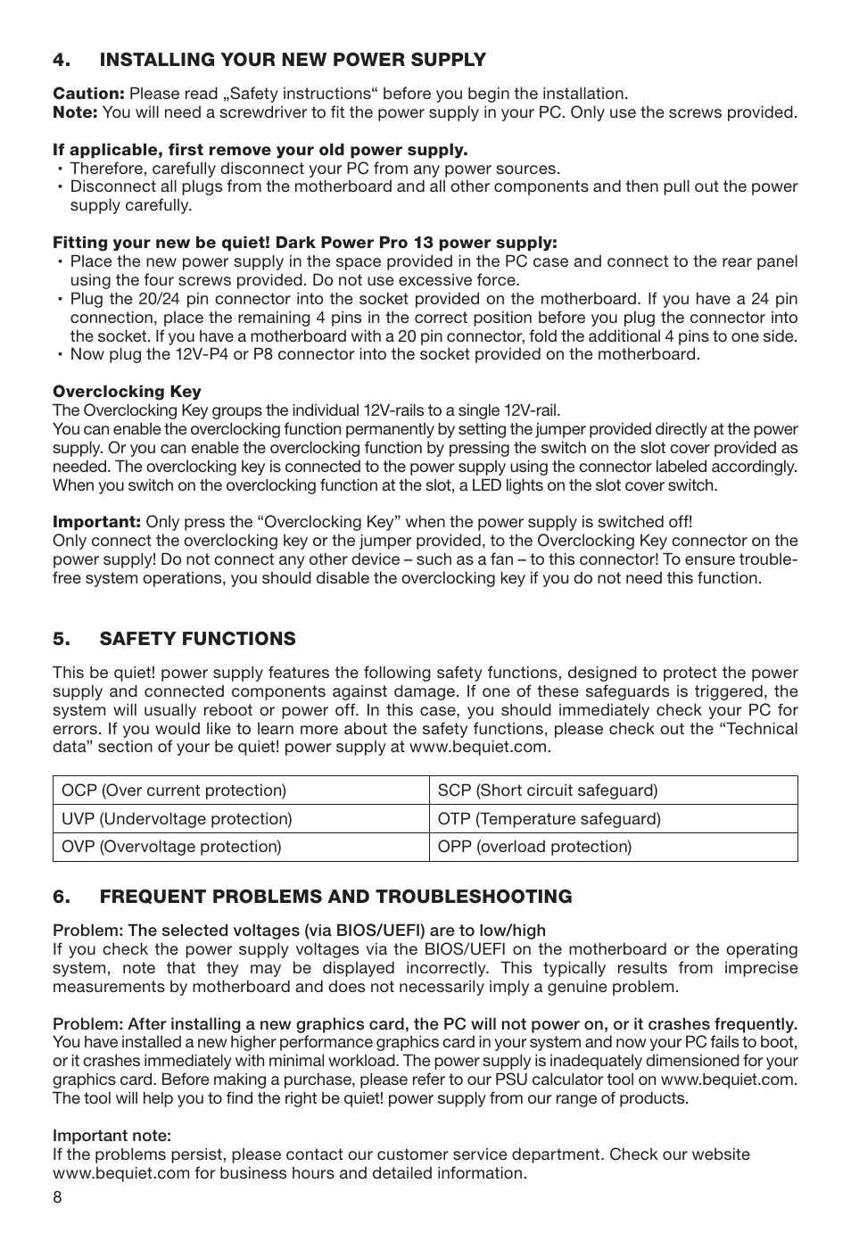 be quiet! 1600W Dark Power Pro 13 80 PLUS Titanium Power Supply User Manual | Page 8 / 48