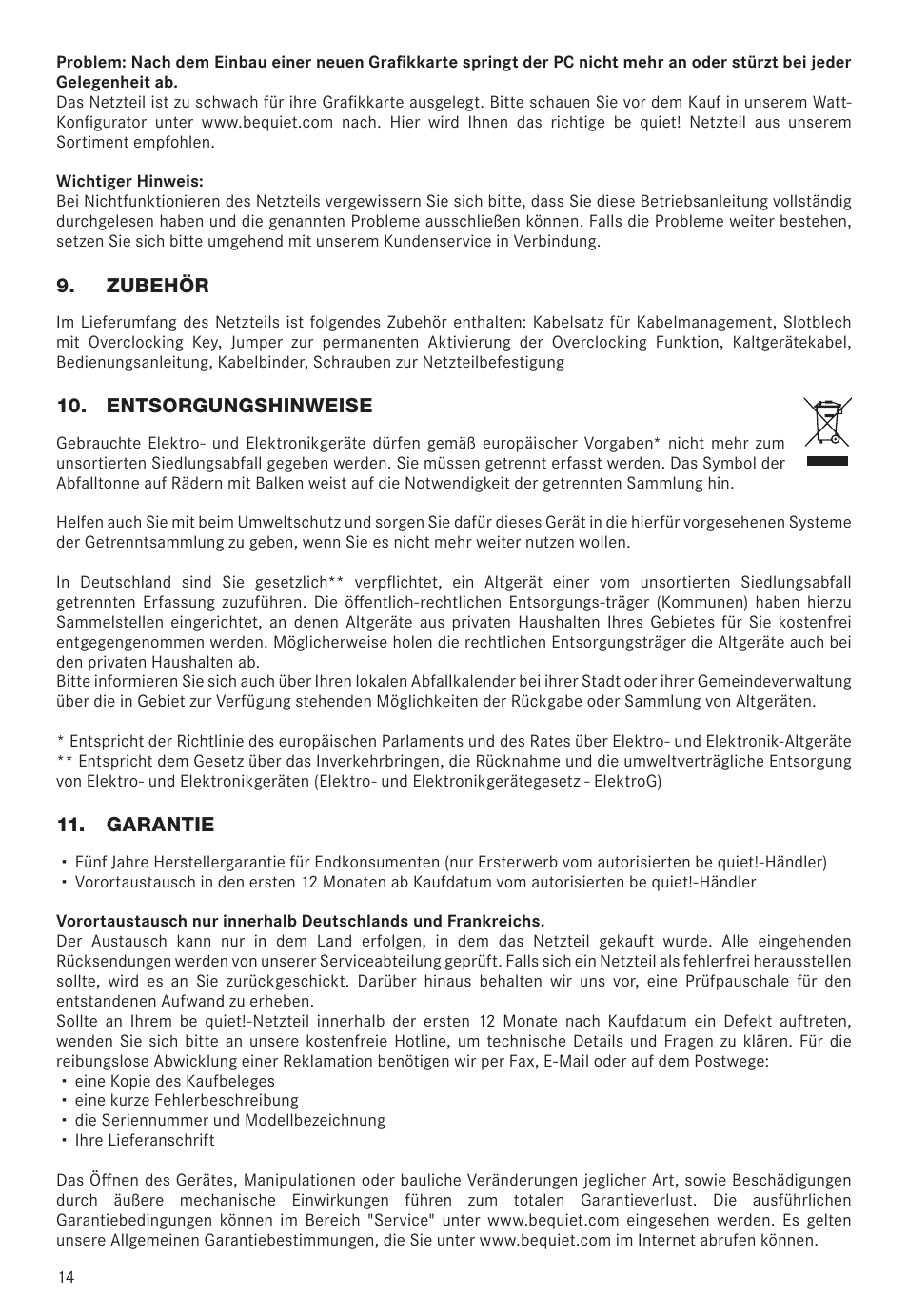 be quiet! Dark Power Pro 11 650W 80 Plus Platinum Modular Power Supply User Manual | Page 14 / 48