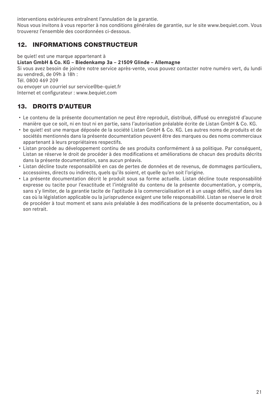 be quiet! Dark Power Pro 11 650W 80 Plus Platinum Modular Power Supply User Manual | Page 21 / 48
