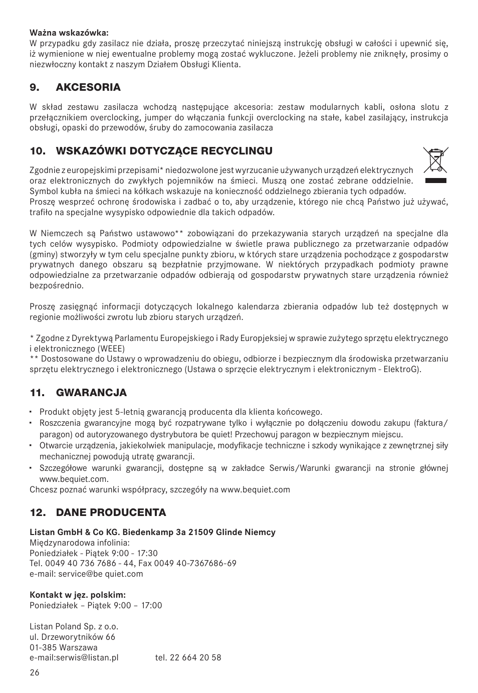 be quiet! Dark Power Pro 11 650W 80 Plus Platinum Modular Power Supply User Manual | Page 26 / 48