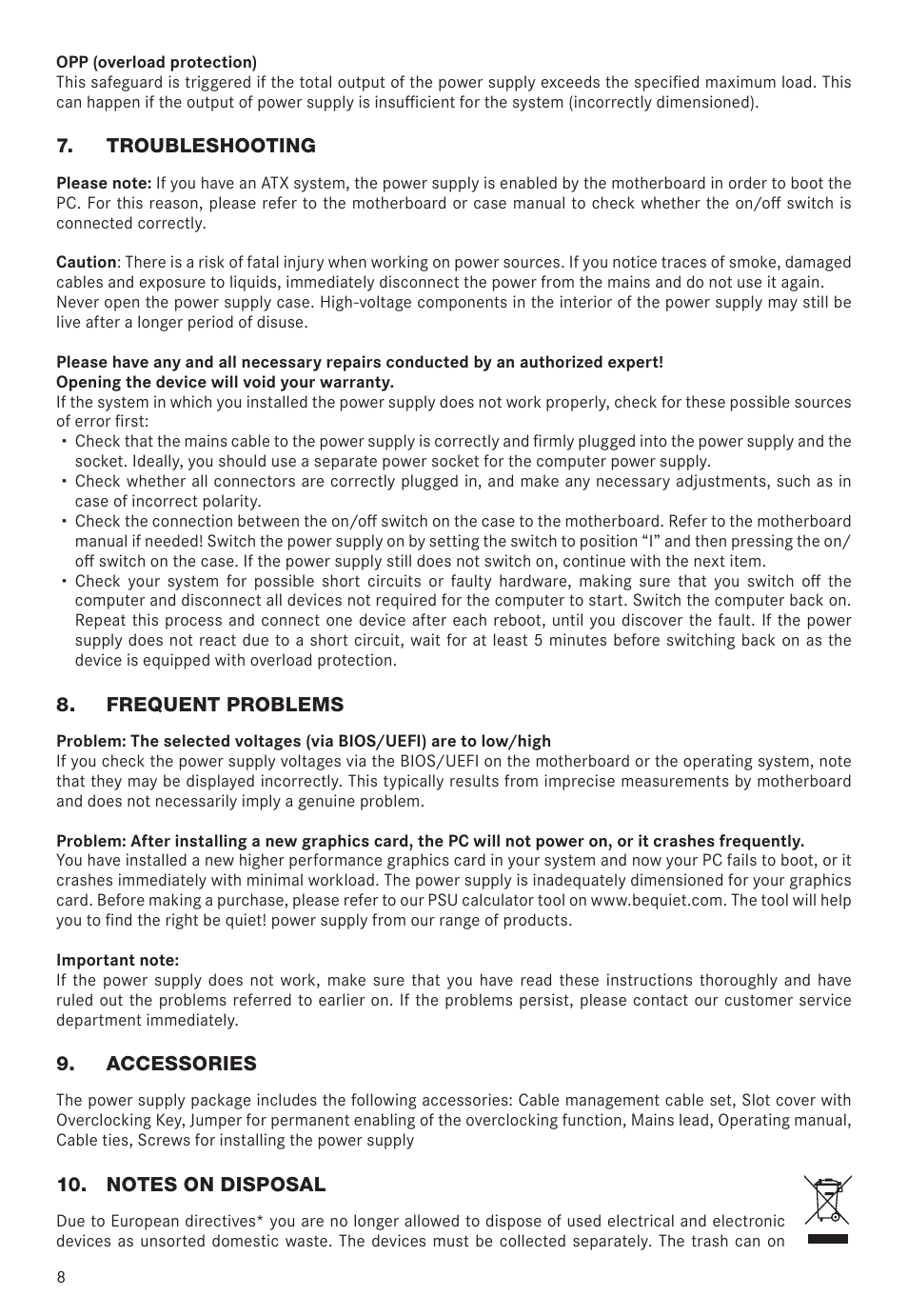be quiet! Dark Power Pro 11 650W 80 Plus Platinum Modular Power Supply User Manual | Page 8 / 48