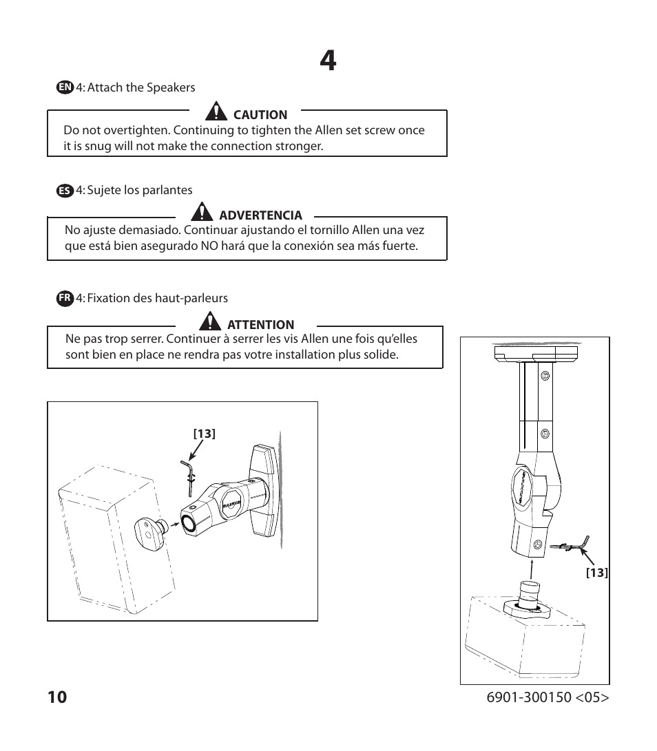SANUS WMS3B Wall/Ceiling Mount Bracket for Satellite Speakers (Pair, Black) User Manual | Page 10 / 12