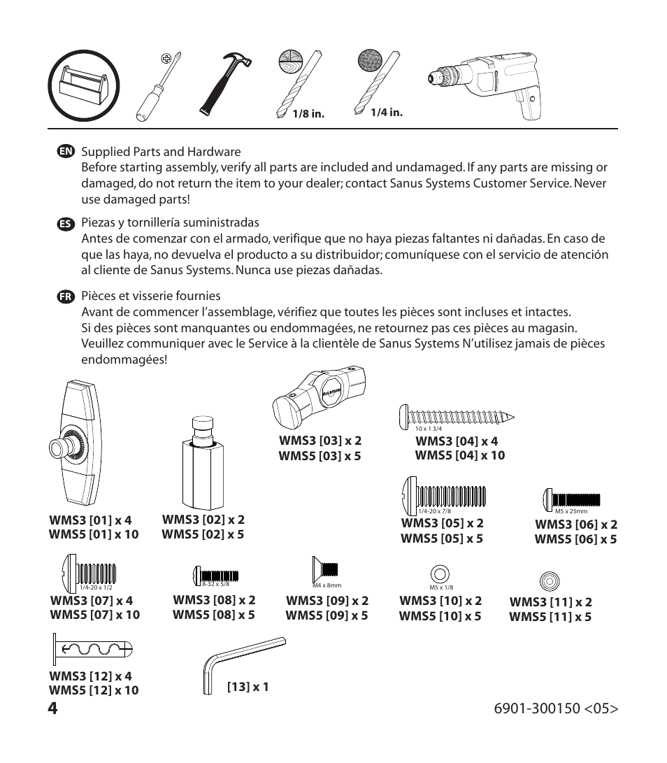 SANUS WMS3B Wall/Ceiling Mount Bracket for Satellite Speakers (Pair, Black) User Manual | Page 4 / 12