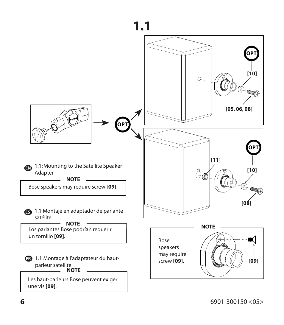 SANUS WMS3B Wall/Ceiling Mount Bracket for Satellite Speakers (Pair, Black) User Manual | Page 6 / 12