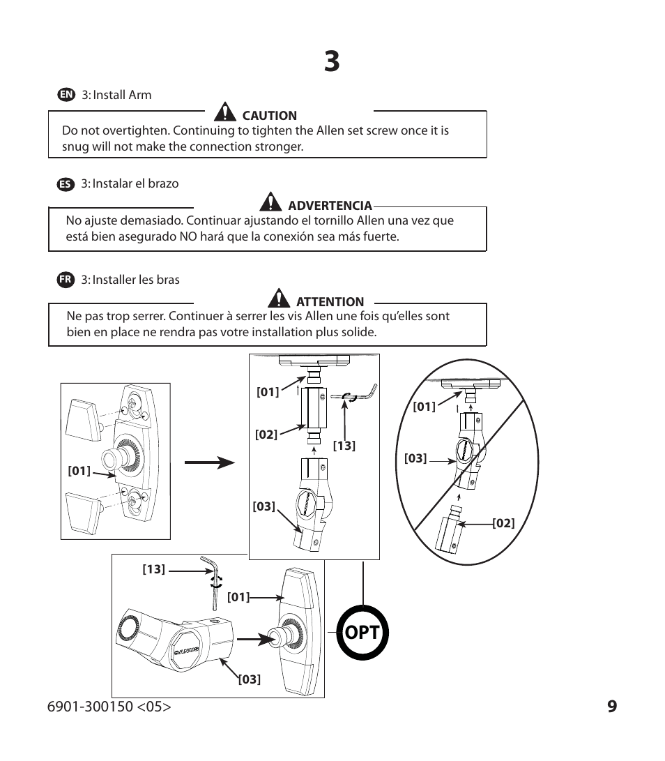 SANUS WMS3B Wall/Ceiling Mount Bracket for Satellite Speakers (Pair, Black) User Manual | Page 9 / 12