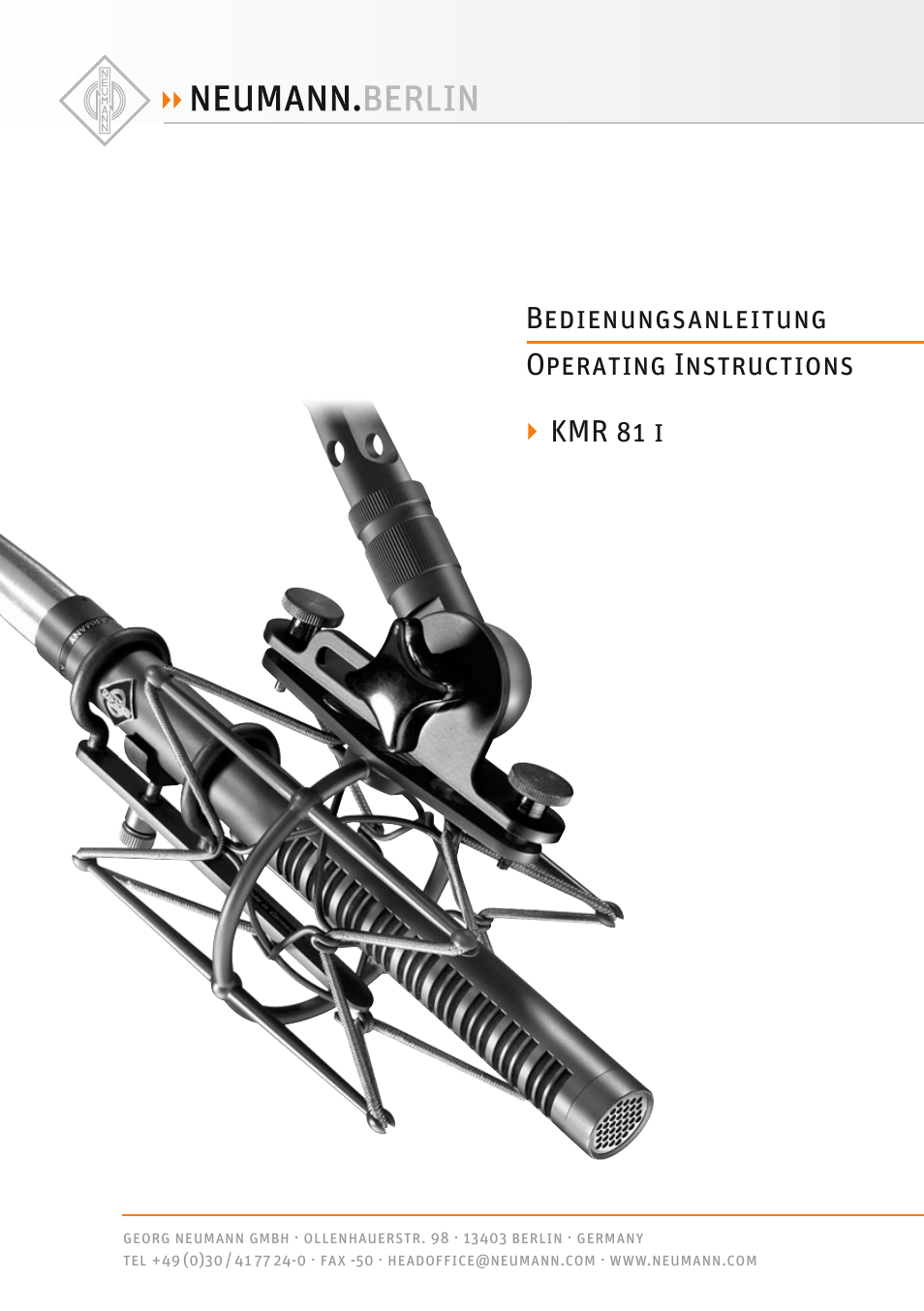 Neumann KMR 81 i MT Shotgun Microphone User Manual | 9 pages