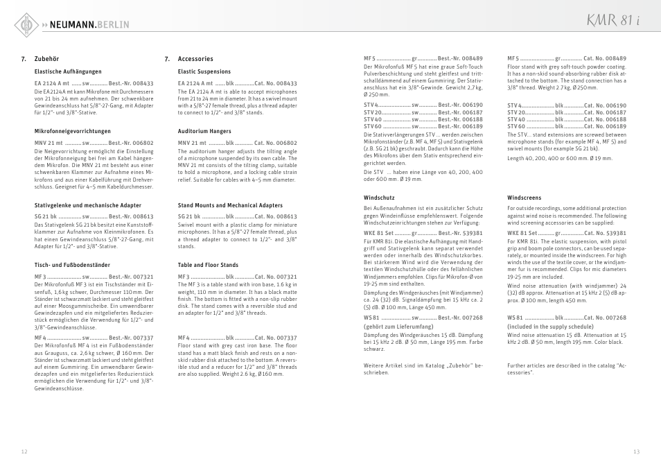 Kmr 81 i | Neumann KMR 81 i MT Shotgun Microphone User Manual | Page 7 / 9