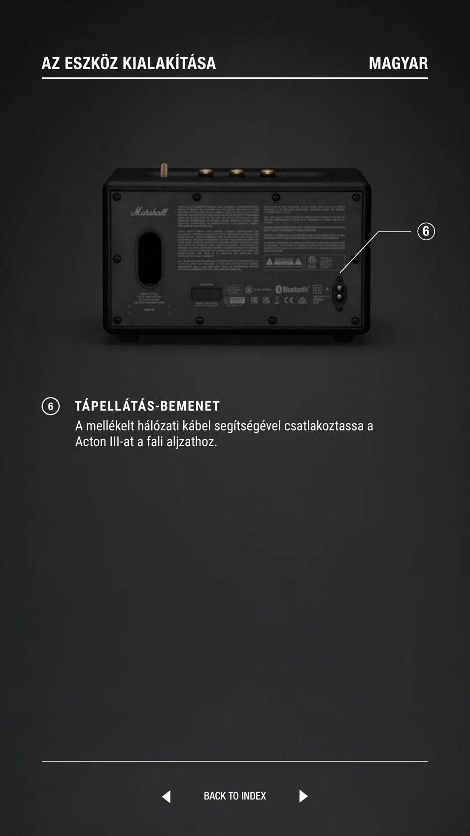 Az eszköz kialakítása magyar | Marshall Acton III Bluetooth Speaker System (Black) User Manual | Page 124 / 304