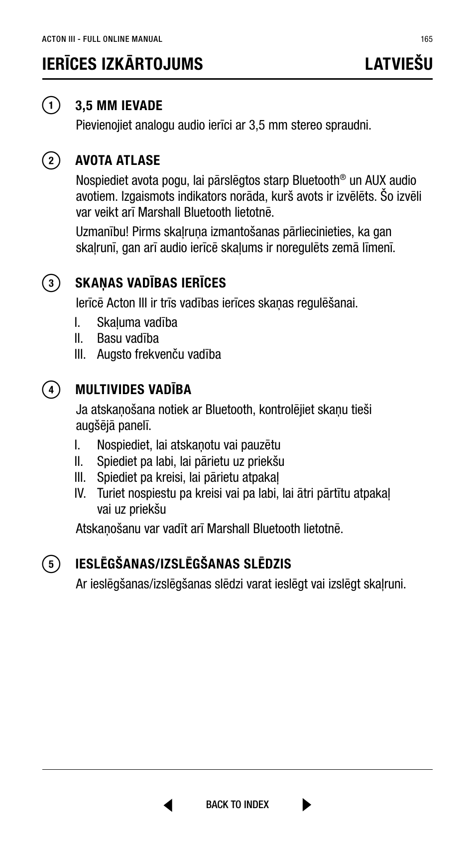 Ierīces izkārtojums latviešu | Marshall Acton III Bluetooth Speaker System (Black) User Manual | Page 165 / 304