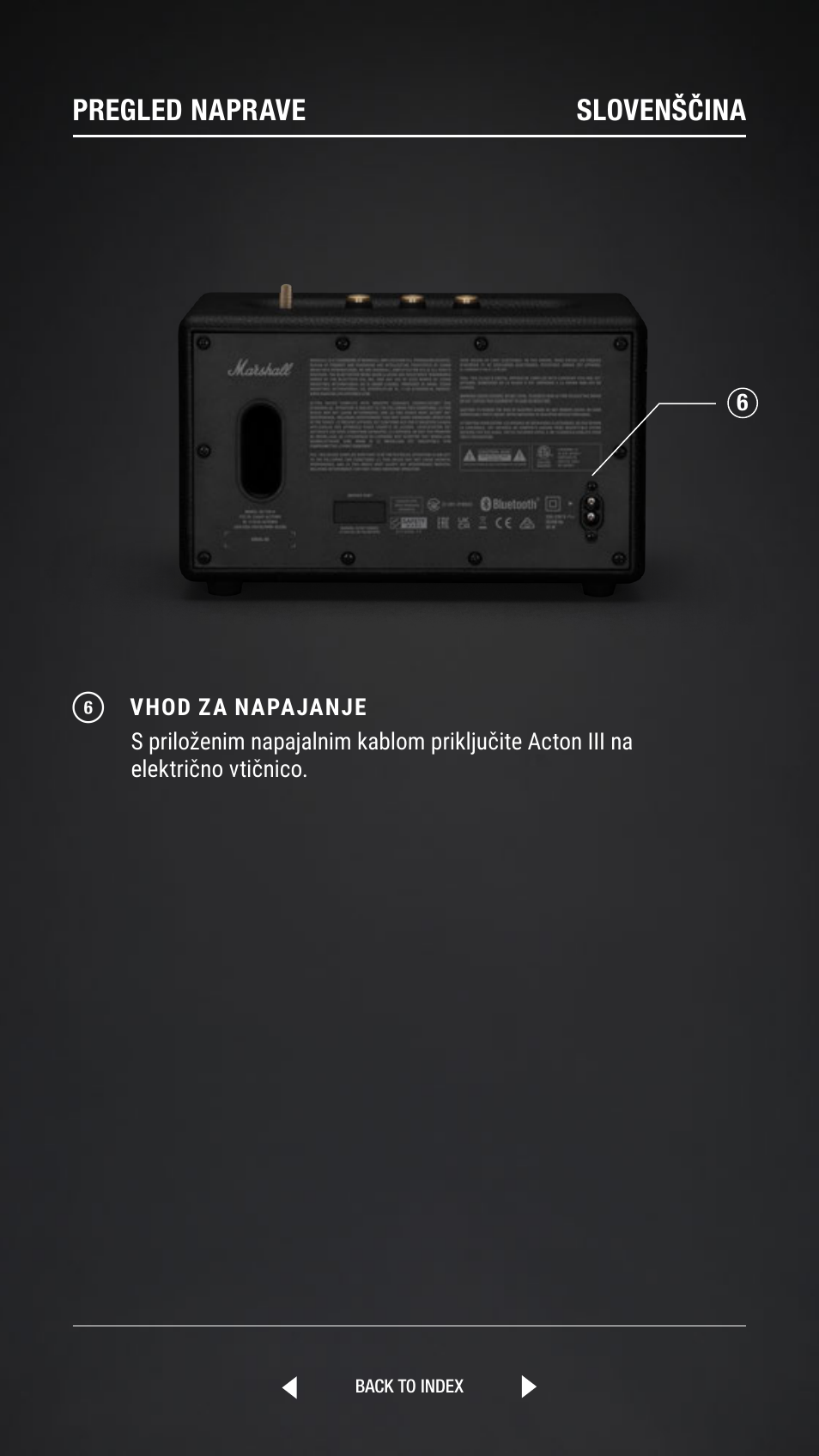 Pregled naprave slovenščina | Marshall Acton III Bluetooth Speaker System (Black) User Manual | Page 241 / 304