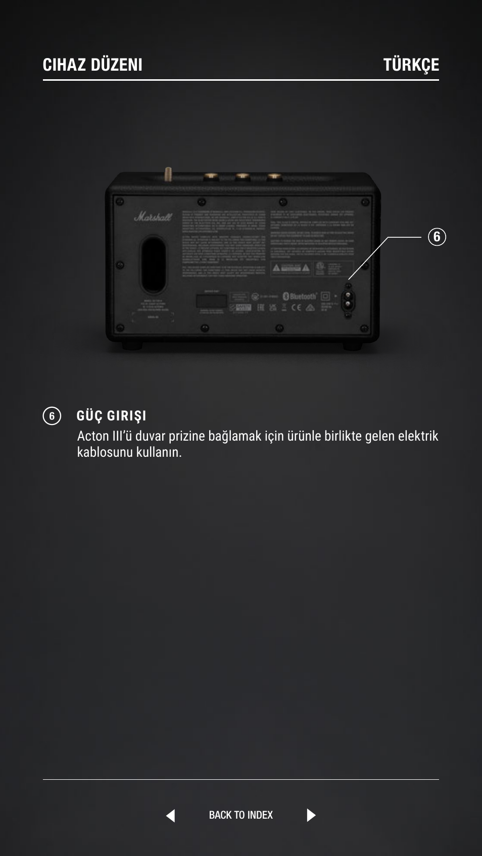 Cihaz düzeni türkçe | Marshall Acton III Bluetooth Speaker System (Black) User Manual | Page 281 / 304