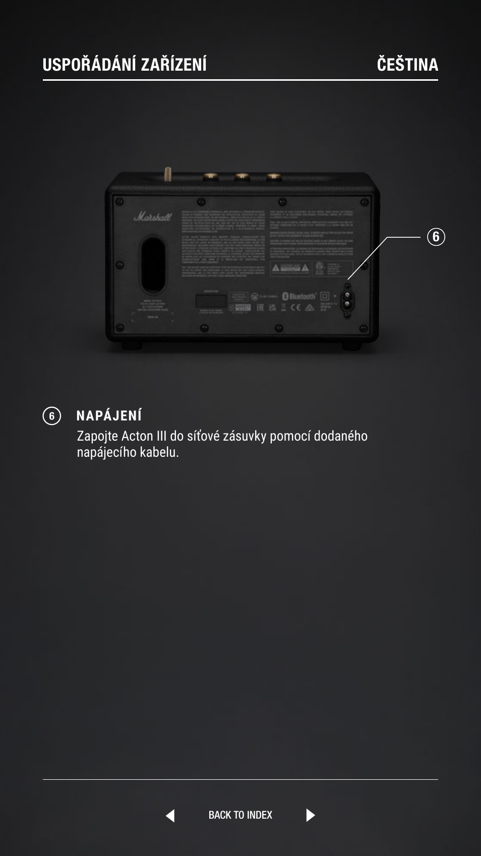 Uspořádání zařízení čeština | Marshall Acton III Bluetooth Speaker System (Black) User Manual | Page 39 / 304