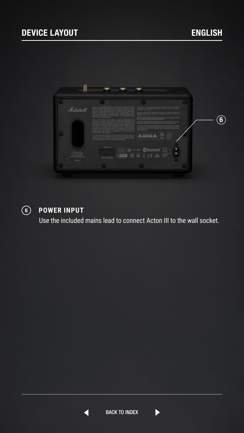 Device layout english | Marshall Acton III Bluetooth Speaker System (Black) User Manual | Page 5 / 304