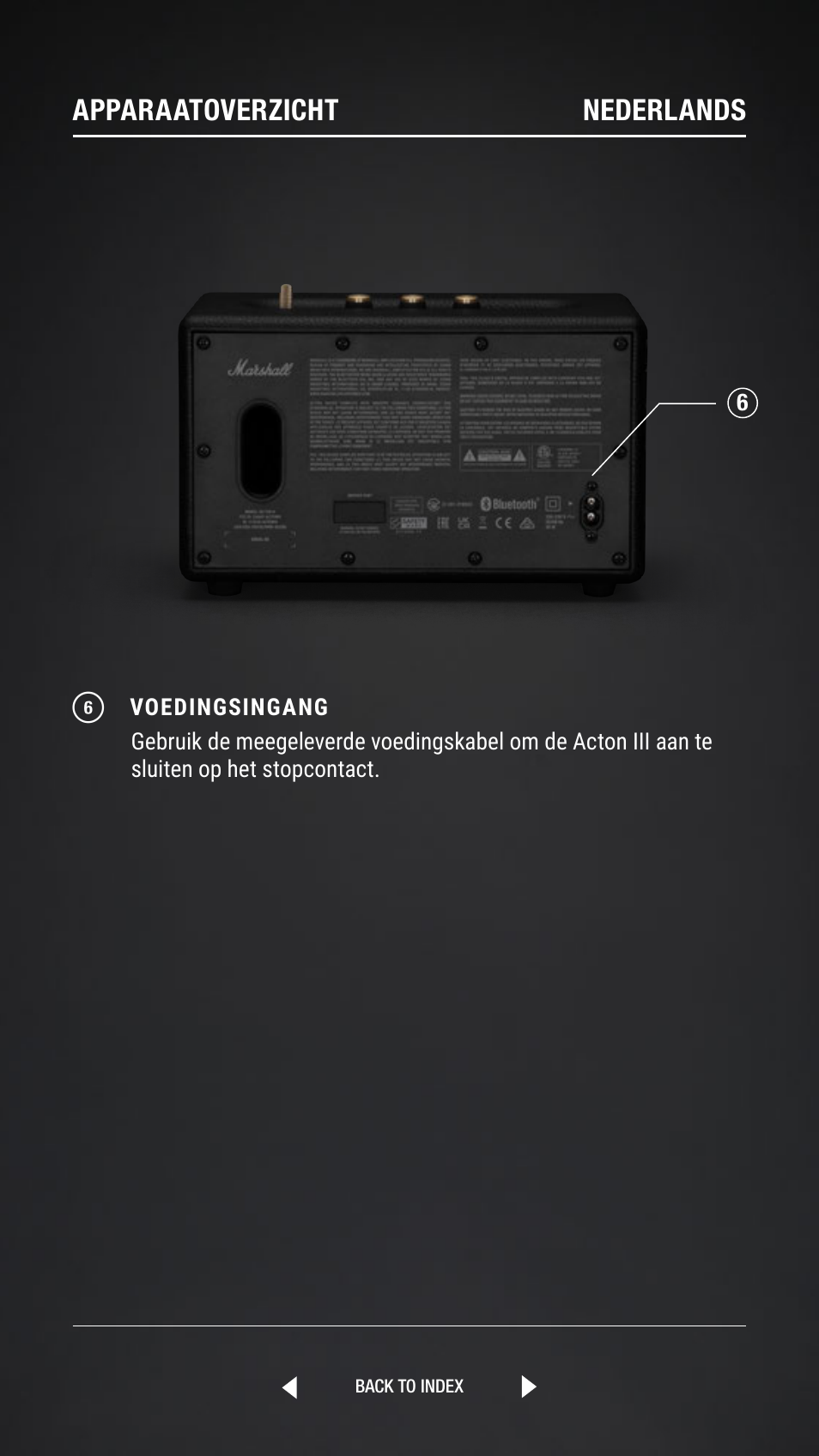 Apparaatoverzicht nederlands | Marshall Acton III Bluetooth Speaker System (Black) User Manual | Page 56 / 304