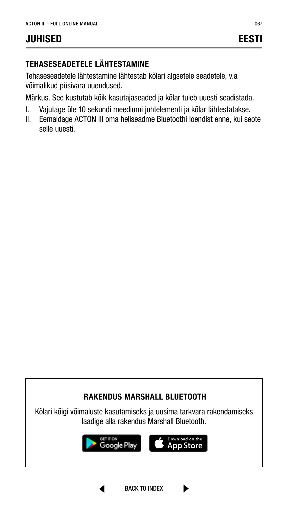 Juhised eesti | Marshall Acton III Bluetooth Speaker System (Black) User Manual | Page 67 / 304
