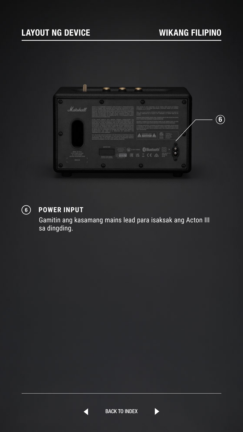 Layout ng device wikang filipino | Marshall Acton III Bluetooth Speaker System (Black) User Manual | Page 73 / 304