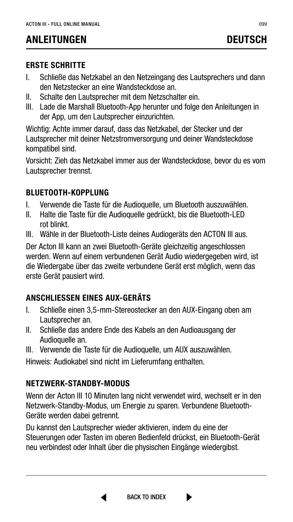 Anleitungen deutsch | Marshall Acton III Bluetooth Speaker System (Black) User Manual | Page 99 / 304