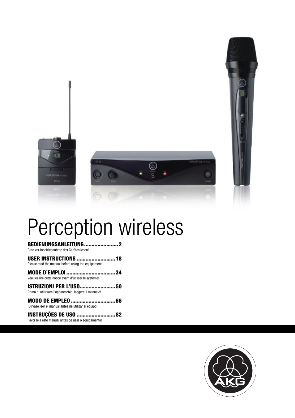 Akg Perception Wireless Presenter Set - Frequency A / 530 - 560MHz User Manual | 98 pages