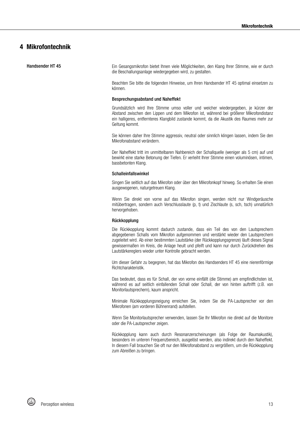 4mikrofontechnik | Akg Perception Wireless Presenter Set - Frequency A / 530 - 560MHz User Manual | Page 13 / 98