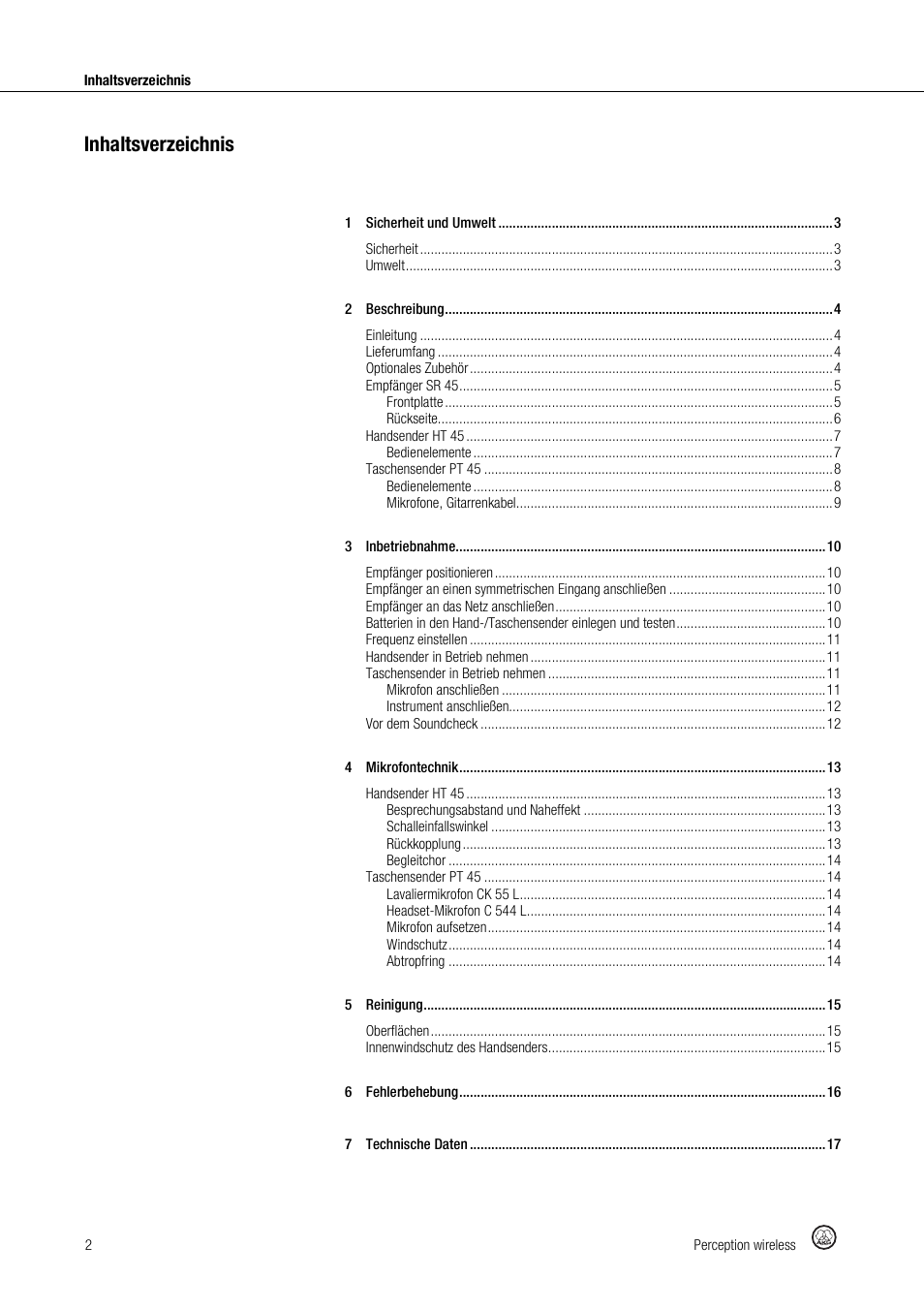 Akg Perception Wireless Presenter Set - Frequency A / 530 - 560MHz User Manual | Page 2 / 98