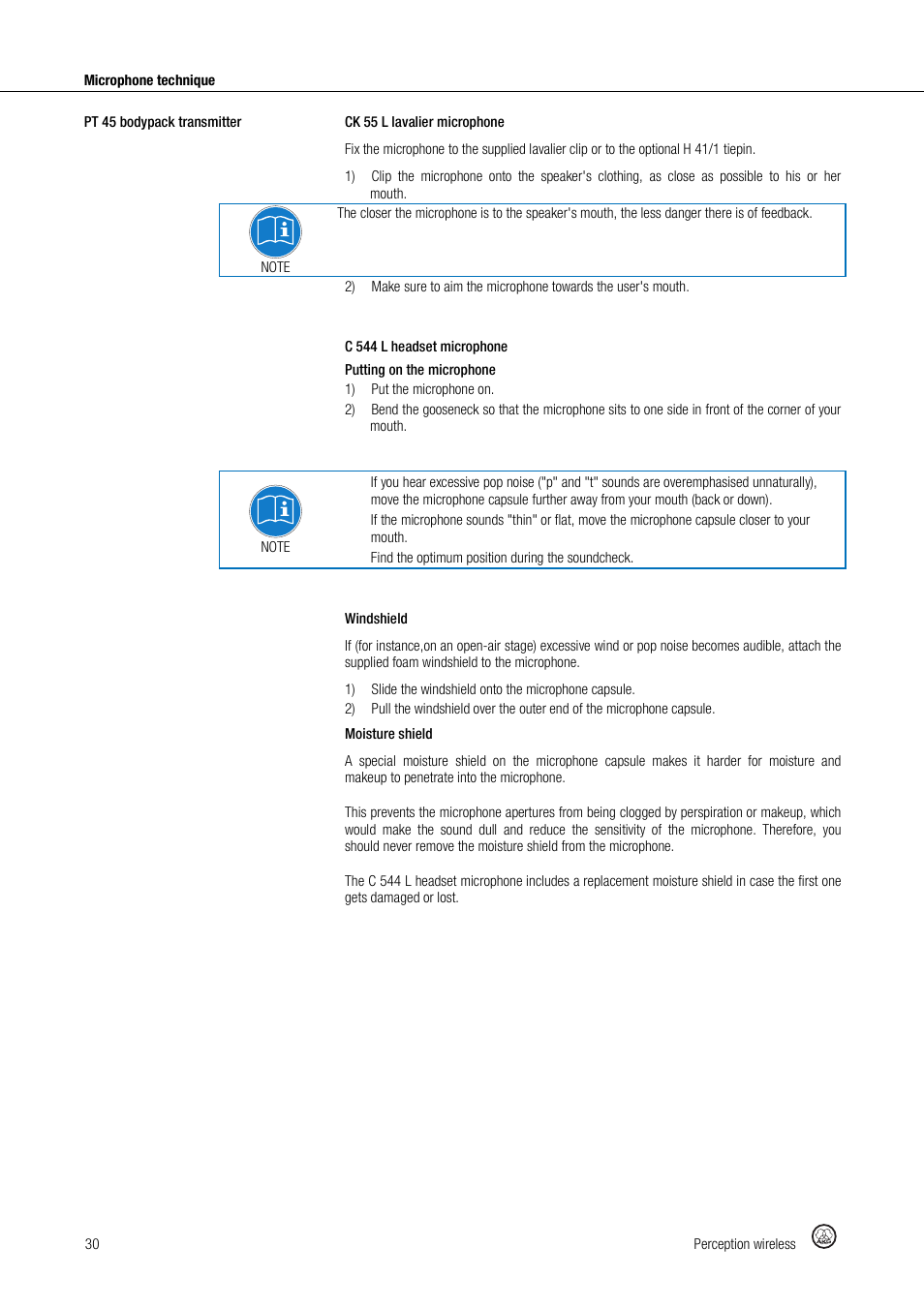 Akg Perception Wireless Presenter Set - Frequency A / 530 - 560MHz User Manual | Page 30 / 98