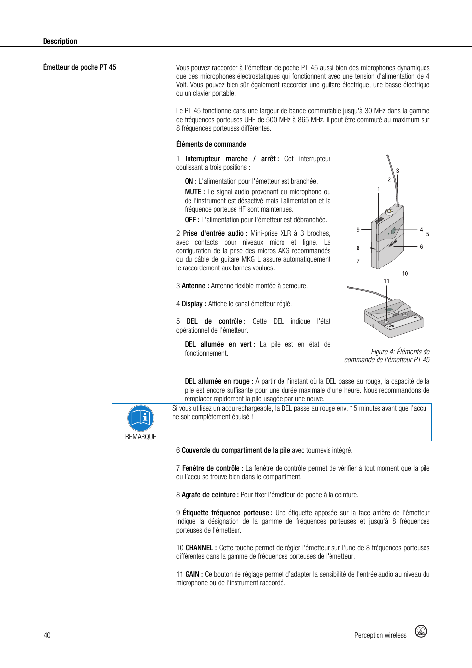 Akg Perception Wireless Presenter Set - Frequency A / 530 - 560MHz User Manual | Page 40 / 98