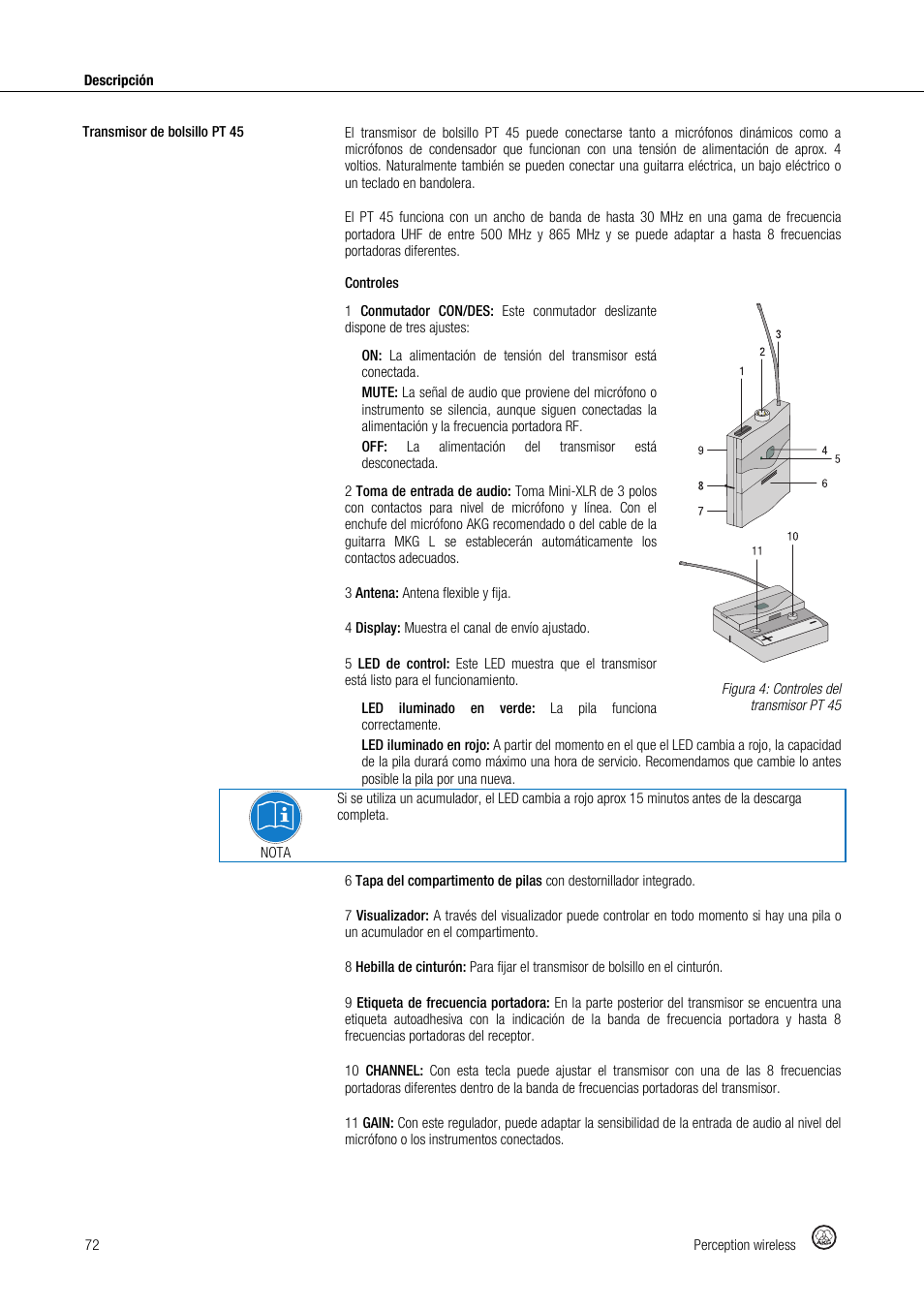 Akg Perception Wireless Presenter Set - Frequency A / 530 - 560MHz User Manual | Page 72 / 98