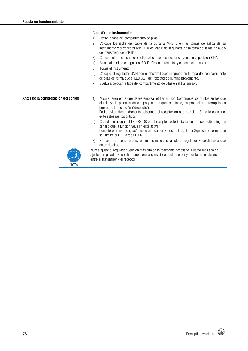 Akg Perception Wireless Presenter Set - Frequency A / 530 - 560MHz User Manual | Page 76 / 98