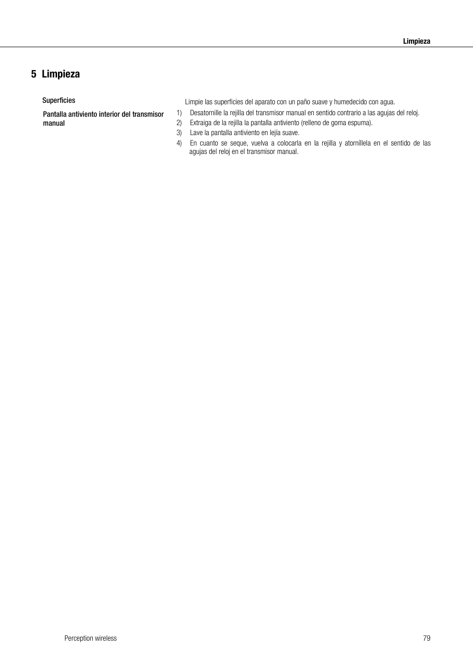 5limpieza | Akg Perception Wireless Presenter Set - Frequency A / 530 - 560MHz User Manual | Page 79 / 98