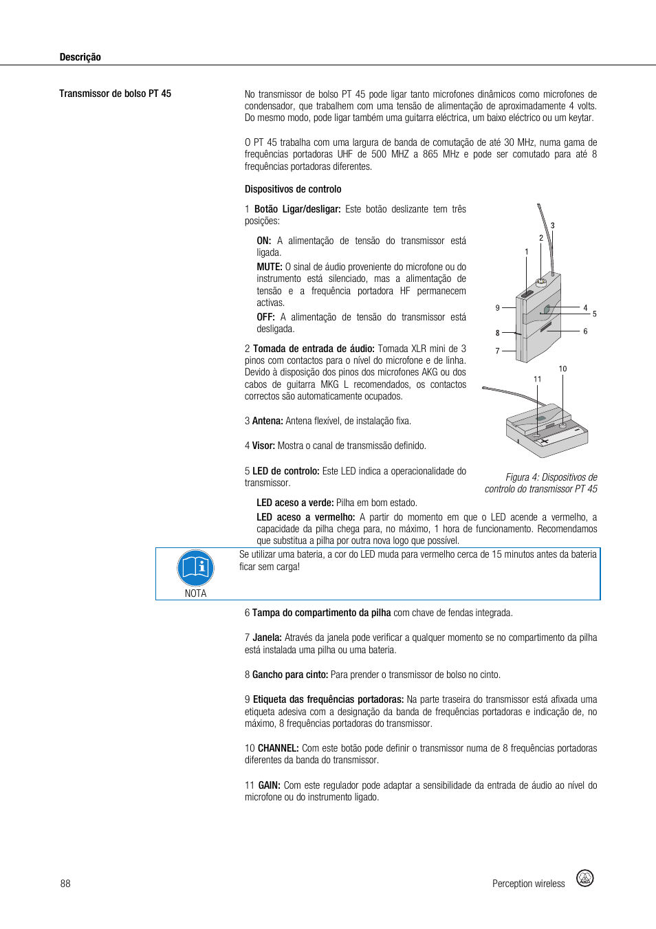 Akg Perception Wireless Presenter Set - Frequency A / 530 - 560MHz User Manual | Page 88 / 98