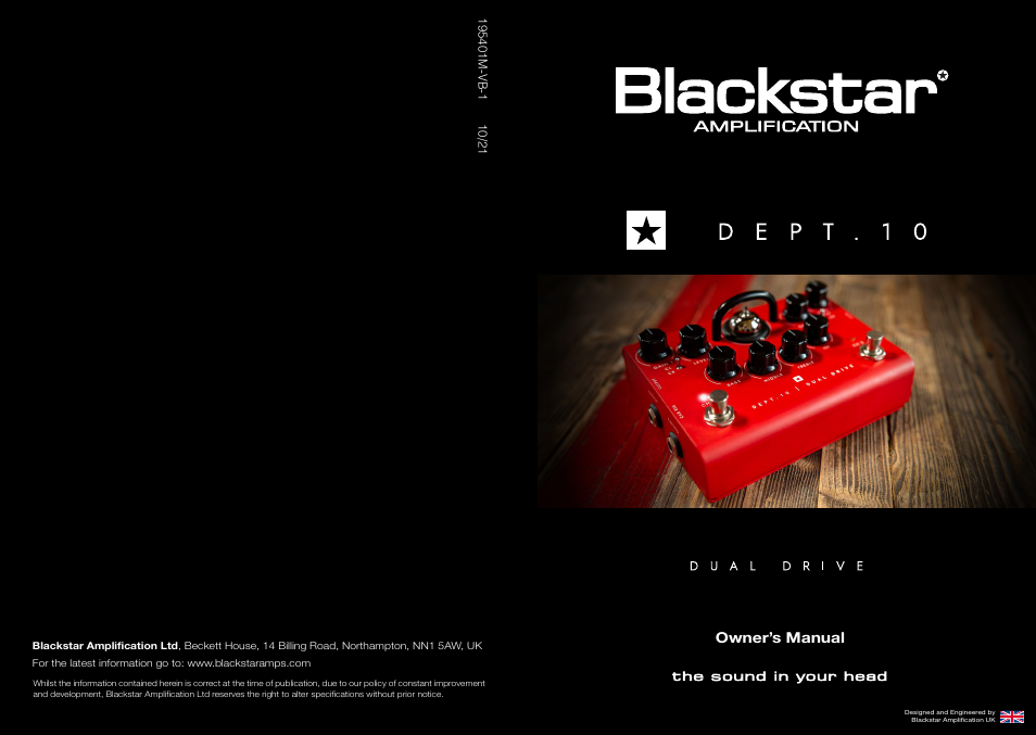 Blackstar Dept. 10 Dual-Drive Pedal User Manual | 34 pages