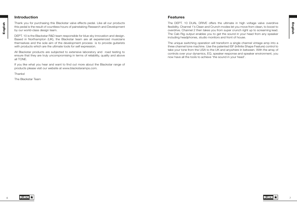 Blackstar Dept. 10 Dual-Drive Pedal User Manual | Page 4 / 34