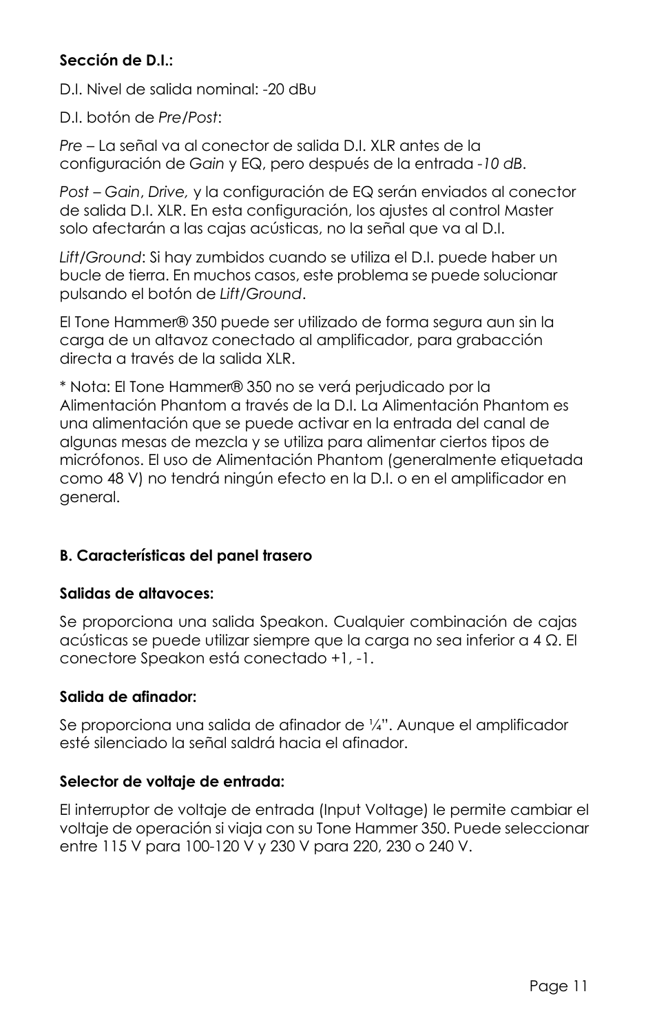 aguilar Tone Hammer 350W Solid-State Bass Amplifier Head (Limited-Edition Chocolate Brown) User Manual | Page 11 / 24