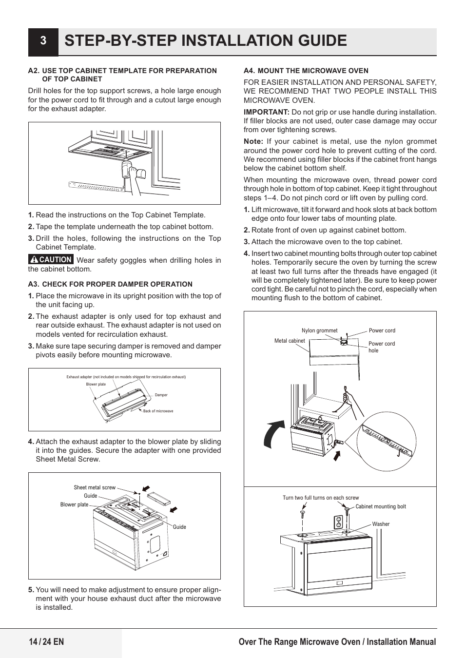 Step-by-step installation guide | Beko 24 Inch Built-In Microwave Installation Instructions User Manual | Page 14 / 44