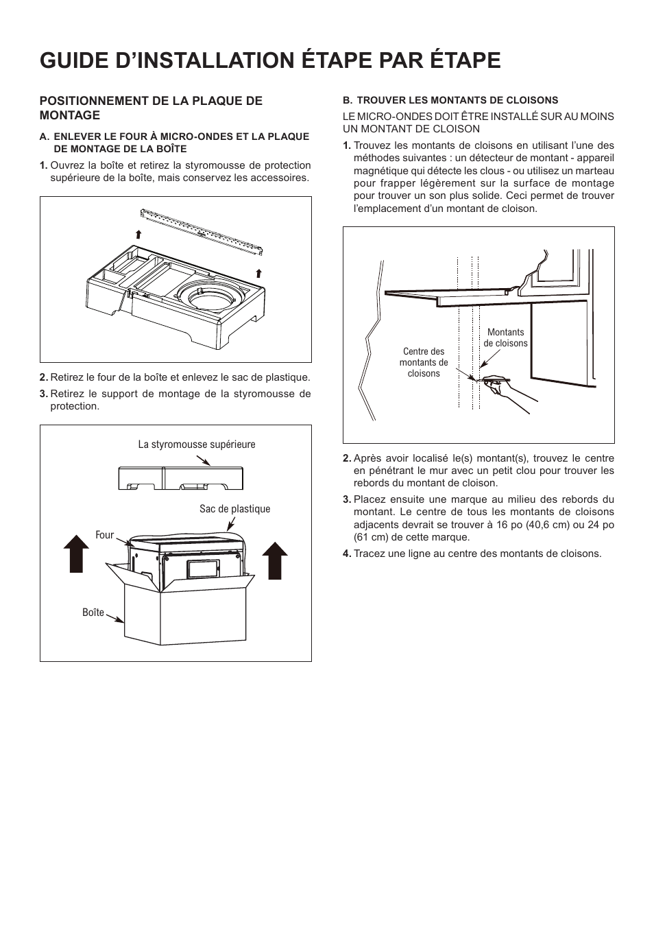 Guide d’installation étape par étape | Beko 24 Inch Built-In Microwave Installation Instructions User Manual | Page 29 / 44