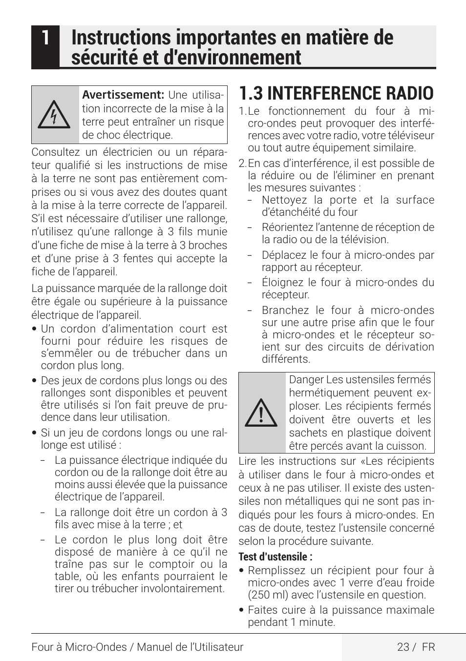 3 interference radio | Beko 2.2 cu. ft. Countertop Microwave Oven Owners Guide User Manual | Page 23 / 36