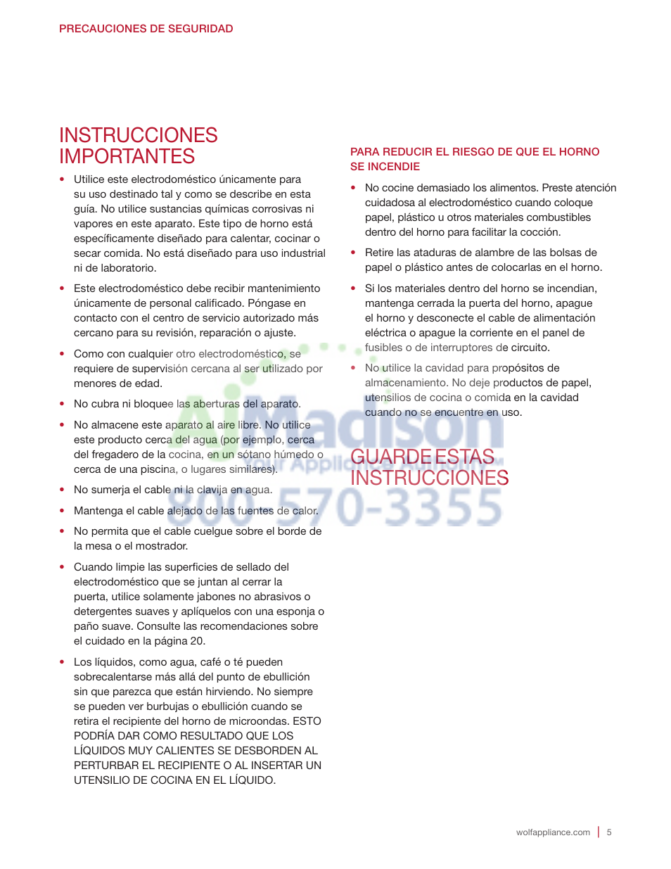 Instrucciones importantes, Guarde, Estas | Instrucciones | Wolf 2.0 cu. ft. Countertop Microwave Oven Use and Care Guide User Manual | Page 27 / 68
