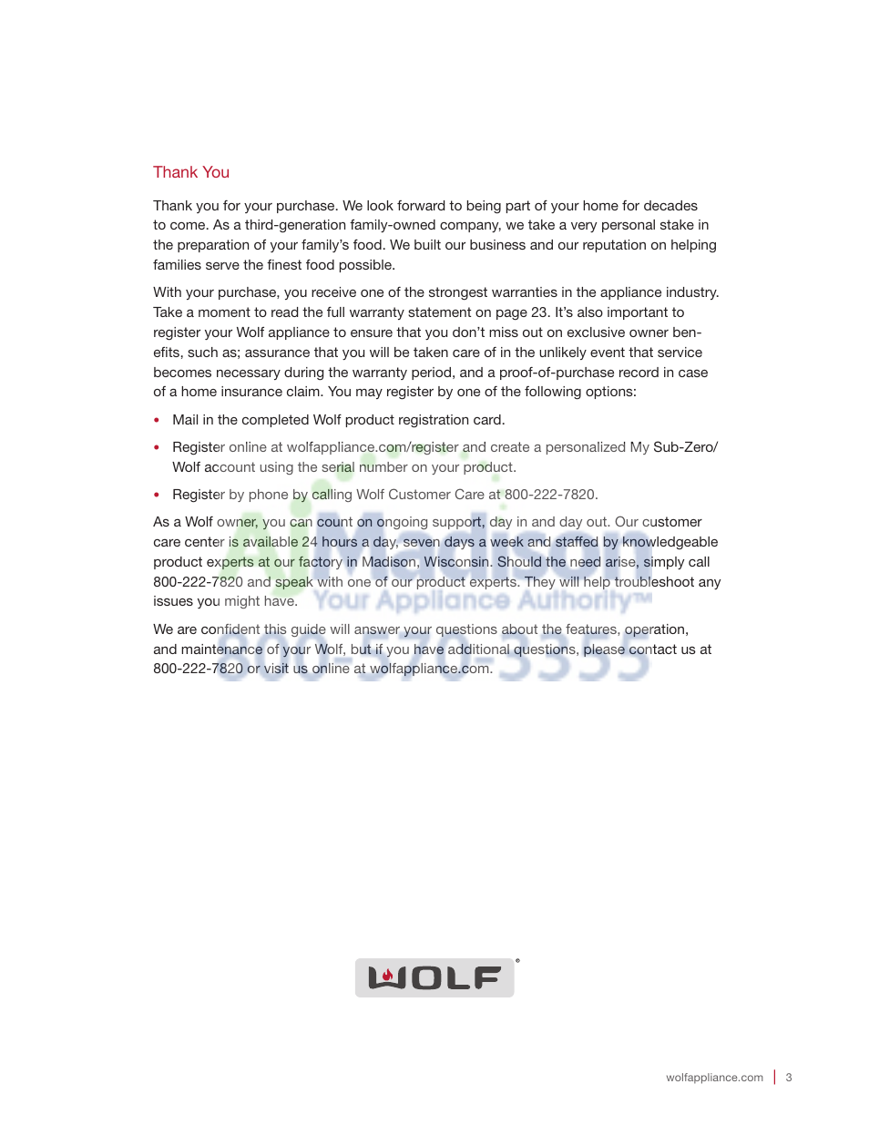 Wolf 2.0 cu. ft. Countertop Microwave Oven Use and Care Guide User Manual | Page 3 / 68