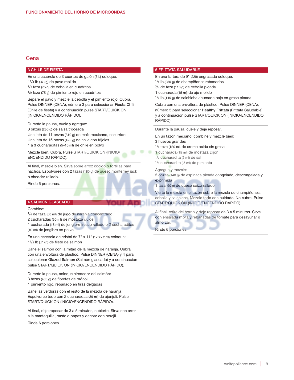 Cena | Wolf 2.0 cu. ft. Countertop Microwave Oven Use and Care Guide User Manual | Page 41 / 68