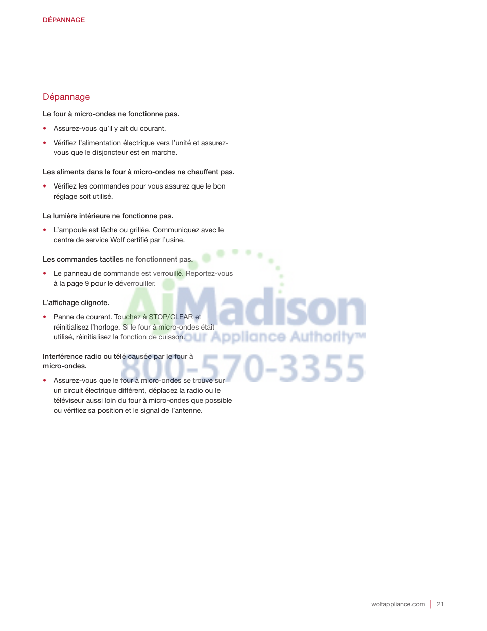 Wolf 2.0 cu. ft. Countertop Microwave Oven Use and Care Guide User Manual | Page 65 / 68