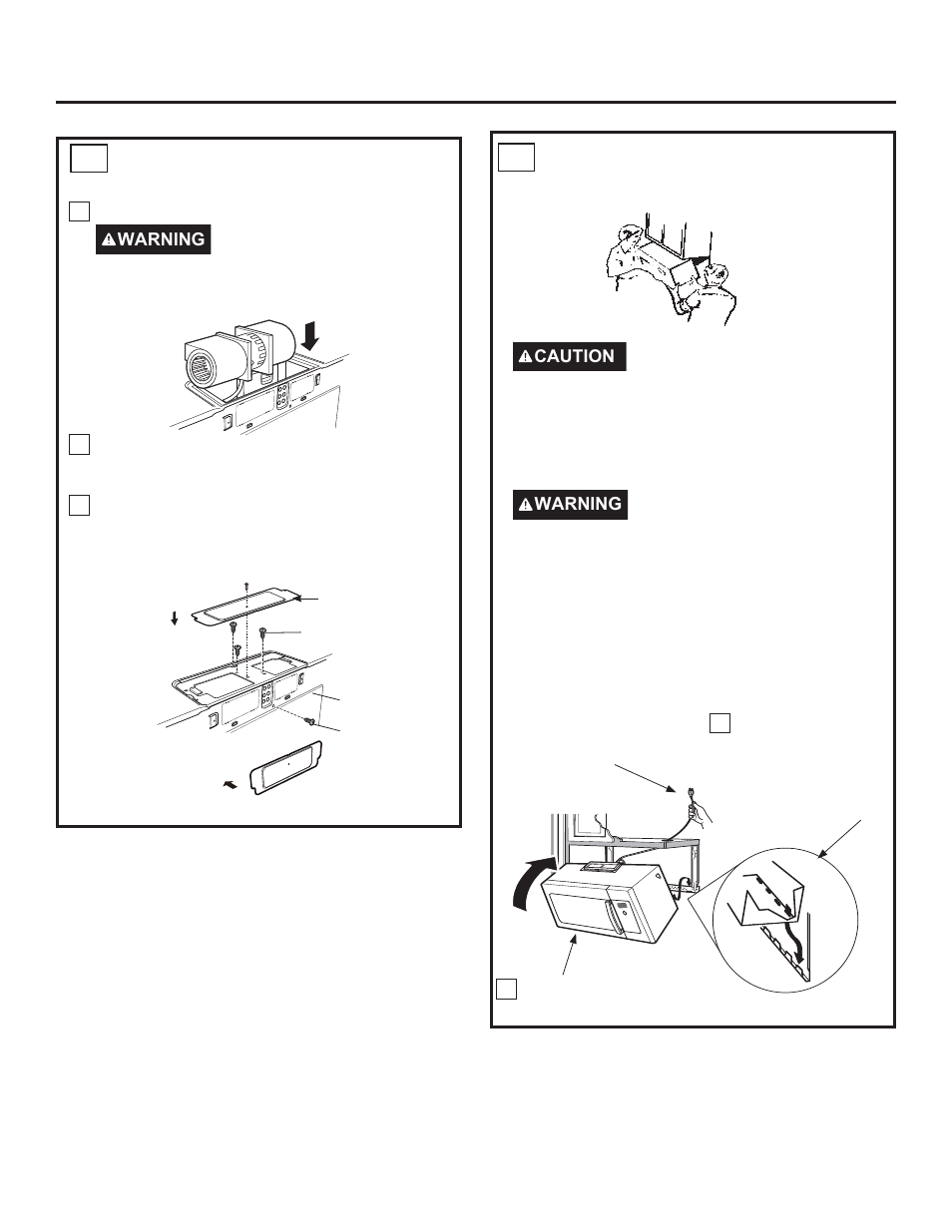 Installation instructions, Mount the oven, Adapting blower for recirculation | Continued) | GE Profile Advantium Series 30 Inch Over-the-Range Microwave Oven Installation Guide User Manual | Page 21 / 48