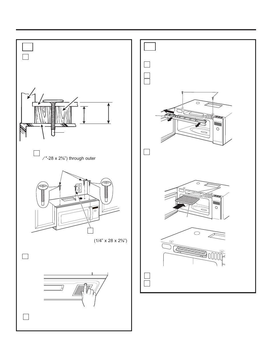 Installation instructions, Installing the charcoal filter c5 mount the oven, Continued) | GE Profile Advantium Series 30 Inch Over-the-Range Microwave Oven Installation Guide User Manual | Page 22 / 48