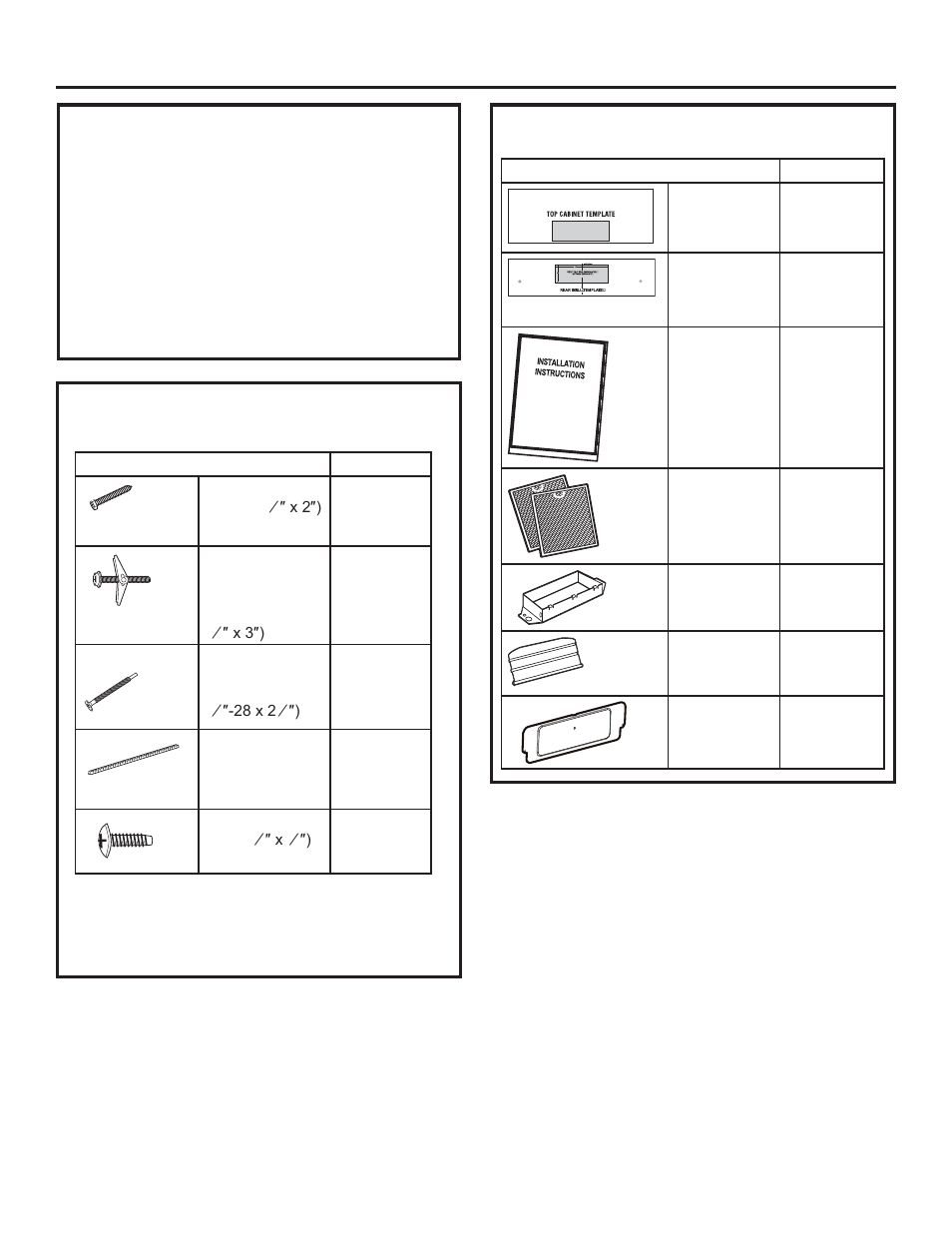 Instrucciones de instalación, Daños – envío / instalación, Partes incluidas | Parts included | GE Profile Advantium Series 30 Inch Over-the-Range Microwave Oven Installation Guide User Manual | Page 30 / 48