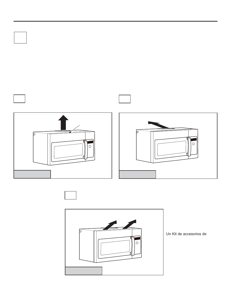 Tipos de instalación, Instrucciones de instalación 2, Escoja a, b o c) | GE Profile Advantium Series 30 Inch Over-the-Range Microwave Oven Installation Guide User Manual | Page 35 / 48