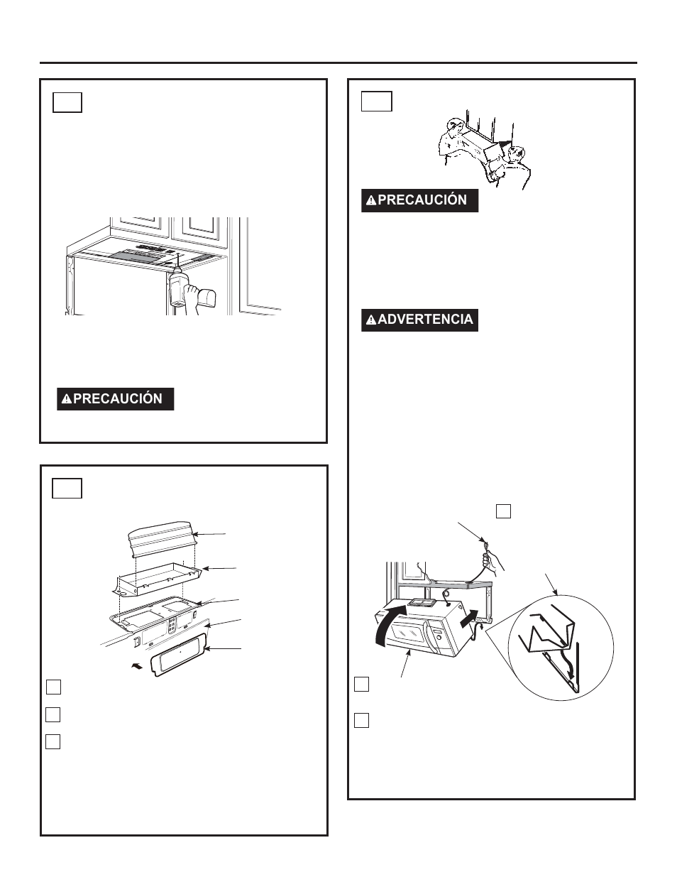 Instrucciones de instalación, Ensamblaje e instalación del adaptador a3, Cómo montar el horno a4 | GE Profile Advantium Series 30 Inch Over-the-Range Microwave Oven Installation Guide User Manual | Page 37 / 48